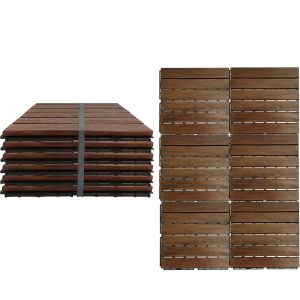 Σετ 6 Πλακίδια Καφέ Ακακία/Πλαστικό 30x30x1.9cm