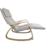 Πολυθρόνα Κουνιστή ArteLibre LUNDRA Μπεζ/Φυσικό Ύφασμα/Ξύλο 67x127x91cm