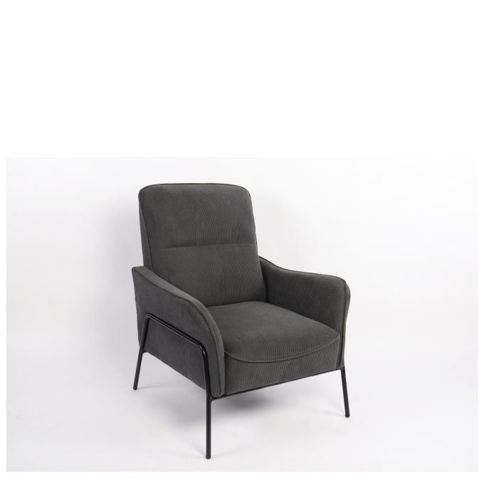 Πολυθρόνα ArteLibre ELAN Γκρι Σκούρο Ύφασμα Κοτλέ/Μέταλλο 94x77x82cm