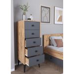 Συρταριέρα ArteLibre AMARI Δρυς/Ανθρακί Μοριοσανίδα 43x43x114cm