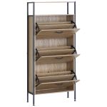 Παπουτσοθήκη ArteLibre ALDERWYN Δρυς/Μαύρο Μοριοσανίδα/Μέταλλο 63x24x141cm