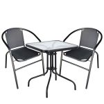 Σετ Τραπεζαρία Κήπου ArteLibre MARS Μέταλλο Μαύρο Με 2 Πολυθρόνες 14990076