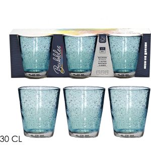 Ποτήρια Bubbles Μπλε Γυαλί 30cl 3Τμχ
