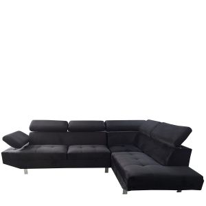 Καναπές Γωνιακός ArteLibre OZMA Μαύρο Ύφασμα 254x160x70cm