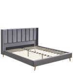 Κρεβάτι Υπέρδιπλο ArteLibre SEDONA Γκρι Ύφασμα Για Στρώμα 160x200cm