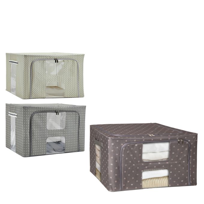 Κουτί Αποθήκευσης Non Woven Με Παράθυρο 72lt 50x40x36cm Σε 3 Σχέδια