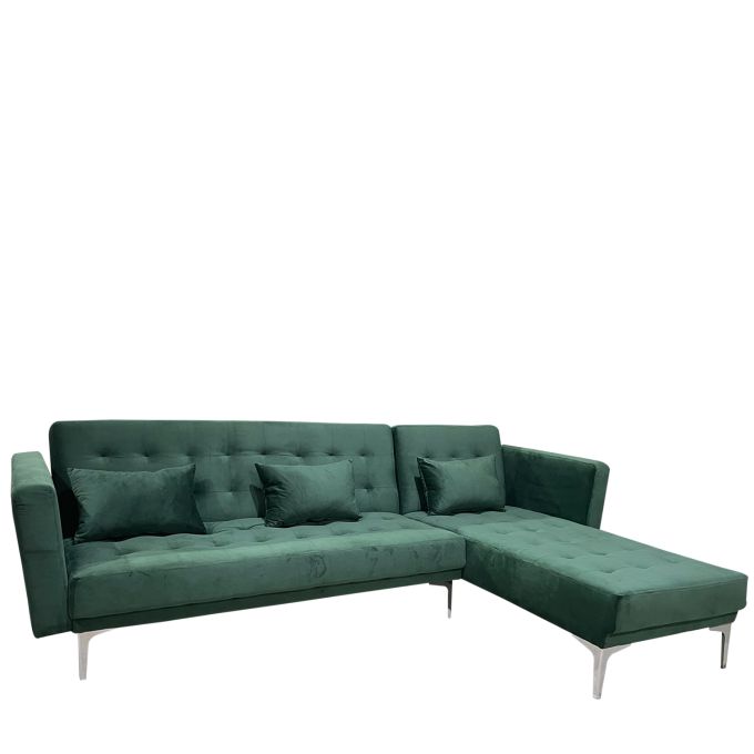 Καναπές Κρεβάτι Γωνιακός ArteLibre ARION Πράσινο Ύφασμα 244x162x84cm