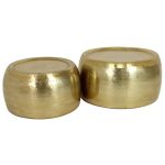 Τραπεζάκι-Κασπώ ArteLibre Χρυσό Μέταλλο 59x59x29.5cm Σετ 2Τμχ