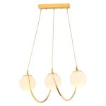 Φωτιστικό Κρεμαστό ArteLibre JAR Τρίφωτο Χρυσό/Λευκό Μέταλλο/Γυαλί 60x85cm