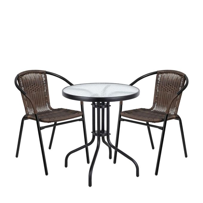 Σετ Τραπεζαρία Κήπου ArteLibre EARTH Μέταλλο Καφέ/Μαύρο Με 2 Πολυθρόνες