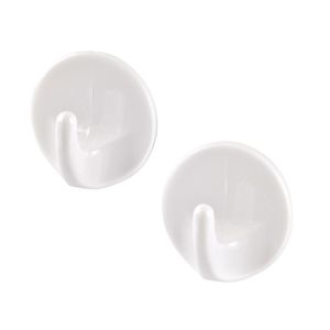 Γάντζος Αυτοκόλλητος Λευκό Πλαστικό 34mm 2Τμχ