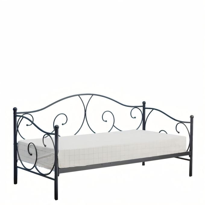Κρεβάτι ArteLibre MICHAEL Μεταλλικό Sandy Black 209x97x106cm (200x90cm)