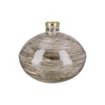 Βάζο Bulbous "Stripes" Striped Μέταλλο Brown PU H. 20 cm D. 20 cm