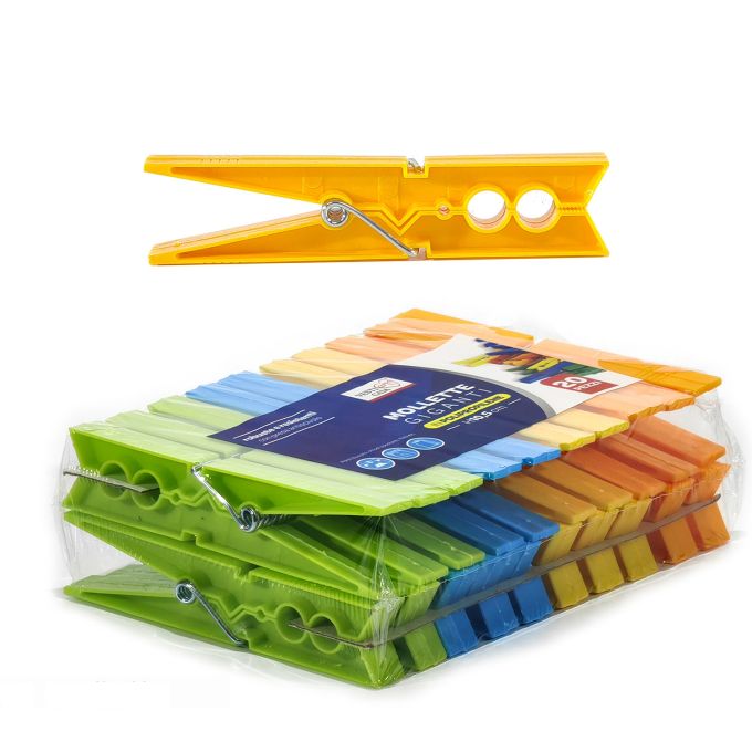 Μανταλάκια Πολύχρωμα Πλαστικό 20Τμχ Σε 5 Χρώματα