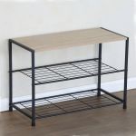 Παπουτσοθήκη ArteLibre JESMOND Δρυς/Μαύρο Μοριοσανίδα/Μέταλλο 63x30x43cm