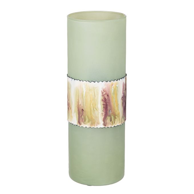 Βάζο Κυλινδρικό 'Imperial' Αλουμίνιο/Γυαλί Πράσινο 35.5x12cm