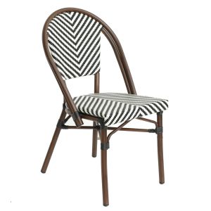 Πολυθρόνα Κήπου ArteLibre AKIRA Λευκό/Μαύρο/Καφέ Μπαμπού/Rattan 48x56x86cm