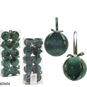 Χριστουγεννιάτικη Μπάλα Πράσινο 6cm 10Τμχ Σε 2 Σχέδια
