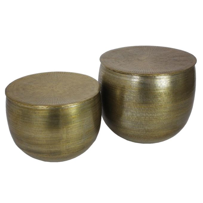 Τραπεζάκι-Κασπώ ArteLibre Χρυσό Μέταλλο 50x50x44cm Σετ 2Τμχ