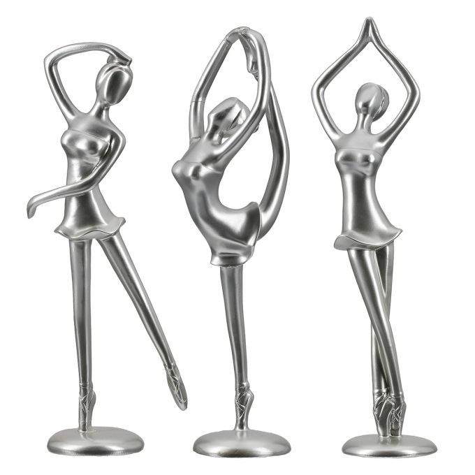 Φιγούρα Μπαλαρίνα 'Adeline' Πολυρεζίνη Ασημί 3Τμχ 9.5x10x29.5cm