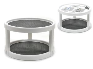 Βάση Οργάνωσης Αντικειμένων Στρογγυλή Διόρωφη Με Αντιολισθητική Επιφάνεια Λευκό Πλαστικό Φ25x15cm