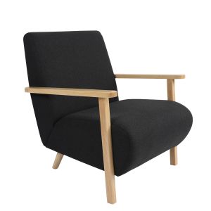 Πολυθρόνα ArteLibre GREVILLEA Μαύρο/Φυσικό Ύφασμα/Ξύλο 82x70.5x85cm