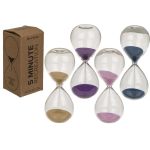 Κλεψύδρα 5 Λεπτών Διάφανο Γυαλί Φ5x12.5cm Σε 4 Χρώματα Άμμου