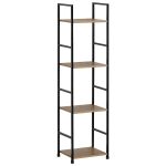 Ραφιέρα ArteLibre DARROW Με 4 Ράφια Δρυς/Μαύρο Μοριοσανίδα/Μέταλλο 29.1x23.5x112cm