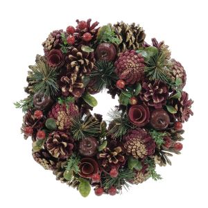 Χριστουγεννιάτικο Στεφάνι Με Κόκκινα Berries Φ30cm