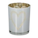 Φανάρι κυλινδρικό μοτίβο καρδιάς Γυάλινα σκεύη Γκρι Λευκό 2 Ποικιλία D10X13Cm D10X13Cm