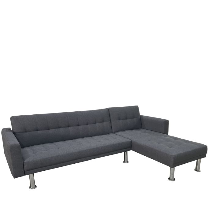 Καναπές Κρεβάτι Γωνιακός ArteLibre OBERON Γκρι Ύφασμα 240x102/175x40cm