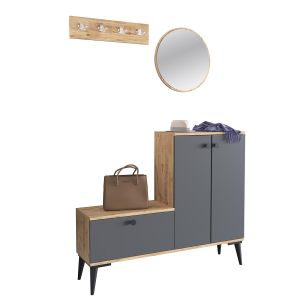 Έπιπλο Εισόδου ArteLibre Με Καθρέπτη ADEA Ανθρακί Μοριοσανίδα/Γυαλί 120x30x93cm