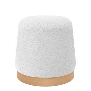 Σκαμπό ArteLibre PRIMULA Με Ξύλινη Βάση Λευκό Ύφασμα Teddy 38x38x41cm