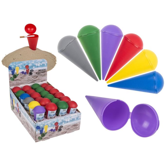 Σταχτοδοχείο Παραλίας Κωνικό Με Καπάκι Πλαστικό 15cm Σε 6 Χρώματα