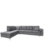 Καναπές Γωνιακός ArteLibre GLINDA Αριστερή Γωνία Γκρι Ύφασμα 282x197x90cm
