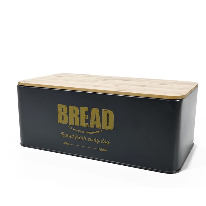 Ψωμιέρα Μαύρο/Φυσικό Μέταλλο/Ξύλο 33x18x12cm