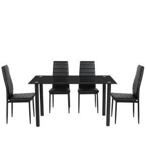 Σετ Τραπεζαρίας (4+1) ArteLibre TAGETES Μαύρο 120x70x75cm