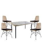 Σετ Τραπεζαρία Κήπου ArteLibre ANNIUS Φυσικό/Μαύρο Μέταλλο/Rattan/Γυαλί Με 4 Καρέκλες 14990289