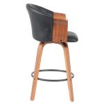 Σκαμπό Bar ArteLibre CASSIAN Μαύρο/Καφέ Ξύλο/PU 50x50x103cm