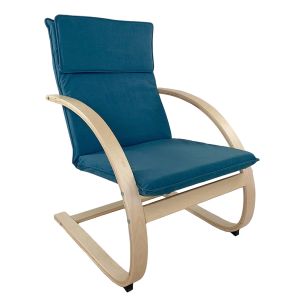 Πολυθρόνα ArteLibre VESNA Μπλε/Φυσικό Ύφασμα/Ξύλο 67x78x92cm
