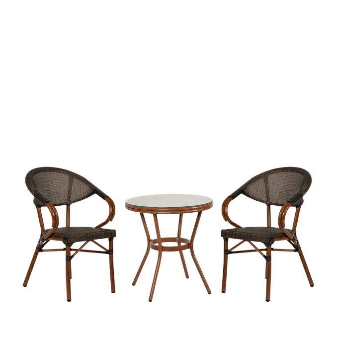 Σετ Τραπεζαρία Κήπου ArteLibre BURUNDI Μπαμπού Αλουμίνιο/Γυαλί Με 2 Πολυθρόνες 14990221