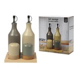 Σετ Μπαχαρικών Γκρι/Μπεζ/Πράσινο Κεραμικό/Μπαμπού 45cl 4Τμχ