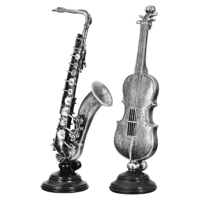 Γλυπτική Συνθετική Ρητίνη Ασημί Χρώμα 2 Ποικιλία 15X10X37Cm 15X10X37Cm