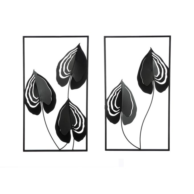 Ανάγλυφο τοίχου μοτίβο φύλλου μεταλλικό μαύρο 2 Ποικιλία 30X2X55Cm 30X2X55Cm