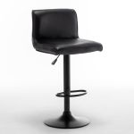 Σκαμπό Bar ArteLibre ARMOR Με Πλάτη Πτυσσόμενο Μαύρο PU/Μέταλλο 45x48x86-107.5cm