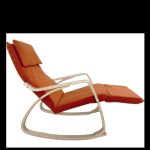 Πολυθρόνα Κουνιστή ArteLibre LUNDRA Πορτοκαλί/Φυσικό Ύφασμα/Ξύλο 67x127x91cm