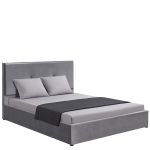 Κρεβάτι Υπέρδιπλο ArteLibre YUMA Γκρι Ύφασμα 214x1170x10cm (Στρώμα 160x200cm)