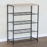 Παπουτσοθήκη ArteLibre KINGSWELL Δρυς/Μαύρο Μοριοσανίδα/Μέταλλο 63x30x83cm