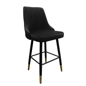 Σκαμπό Bar ArteLibre COBB Με Πλάτη Μαύρο Βελούδο/Μέταλλο 49x53x100cm