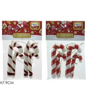 Χριστουγεννιάτικα Κρεμαστά Καραμέλες 7/9cm Σετ 4Τμχ Σε 2 Σχέδια